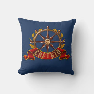 Coussin Bateau de capitaine d'or nautique Marine Bleue