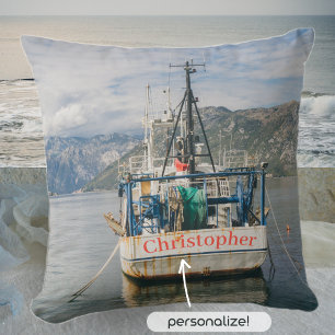 Coussin Bateau de pêche à la baie pittoresque