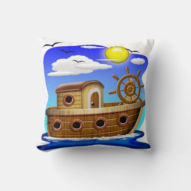Coussin Bateau de pêche dessin animé (Recto)