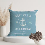 Coussin Bateau Équipement Pour La Vie Nautique Moderne Nom<br><div class="desc">Bateau pour la vie ! Ancrage moderne lancer l'oreiller dans la mer marine classique bleu et blanc présentant vos noms et date entourée de détails de corde. Grand cadeau pour les amateurs de bateaux pour la Saint Valentin,  les jeunes mariés,  les mariages,  les renouvellements de voeux,  ou les anniversaires.</div>
