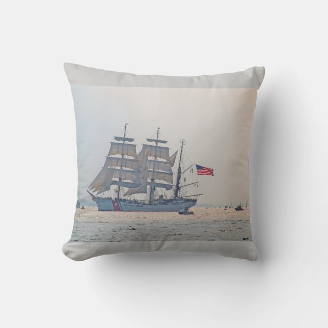 Coussin Bateau grand, bateau de tondeuse, voile, la garde (Recto)