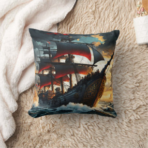 Coussin Bateau Majestic Pirate naviguant au coucher du sol