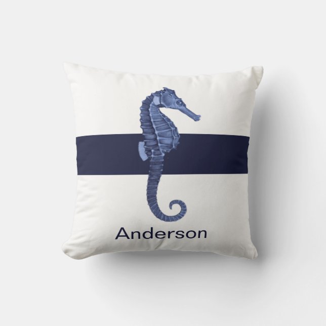 Coussin Bateau marin personnalisé Marine Blue Ocean Beach (Recto)