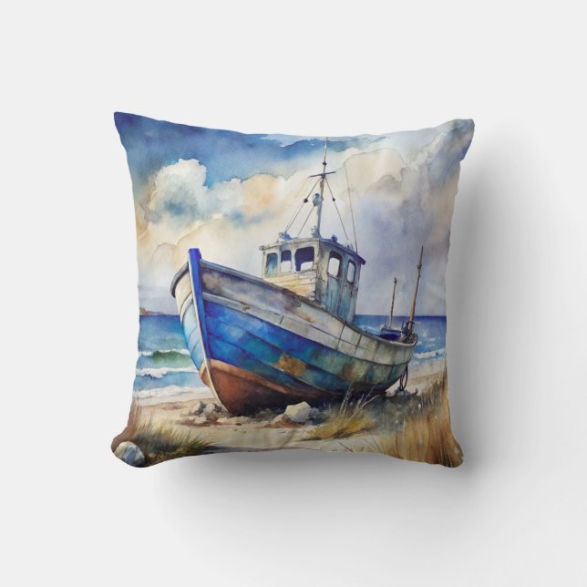 Coussin Bateau Naufragé Thème de Plage (Recto)