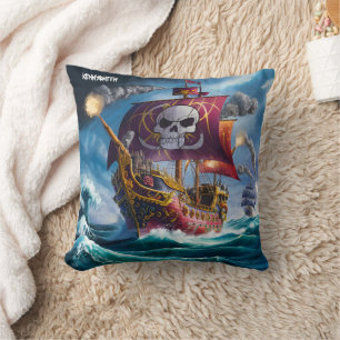 Coussin Bateau Pirate Battant Des Vagues Pendant La Tempêt