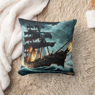 Coussin Bateau pirate canoné sur les mers tempétueuses