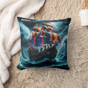 Coussin Bateau Pirate coloré Bataille Mer Stormy