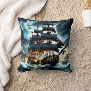 Coussin Bateau Pirate Dramatique Voit À Travers Des Mers O
