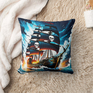 Coussin Bateau Pirate Naviguant À Travers Des Mers Tempéré