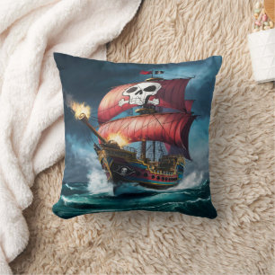 Coussin Bateau pirate naviguant à travers les mers orageus