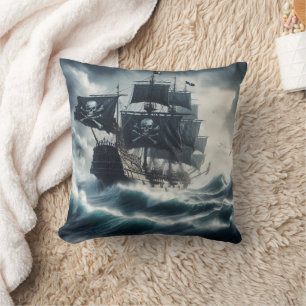 Coussin Bateau pirate naviguant sur les mers tempétueuses 