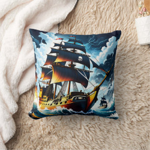 Coussin Bateau pirate naviguant sur les mers tempétueuses 