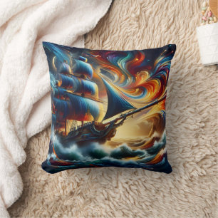 Coussin Bateau Pirate Vagues colorées