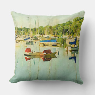 Coussin Bateaux à voile rouges et bleus sur le lac Harriet