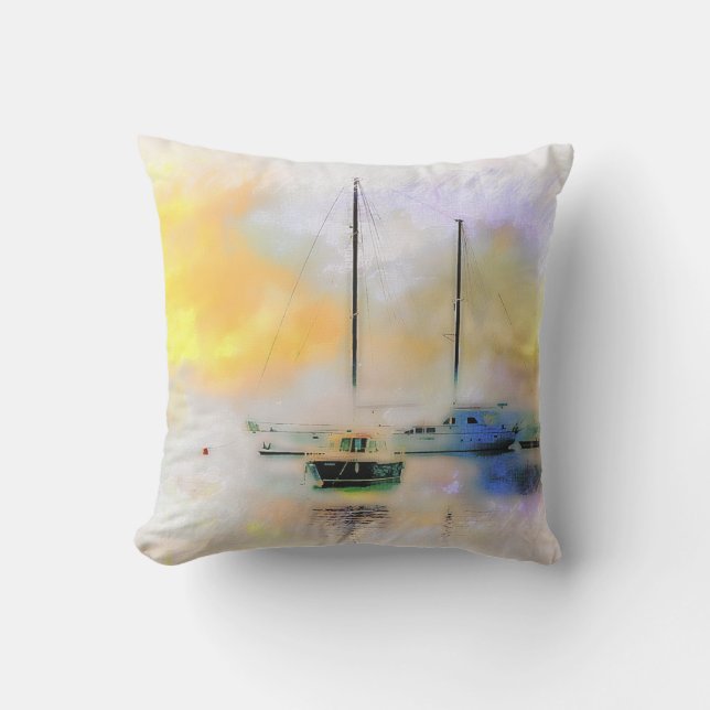 Coussin bateaux au coucher du soleil  (Recto)