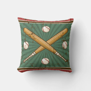 Coussin Bateaux de baseball Vintage classique vert