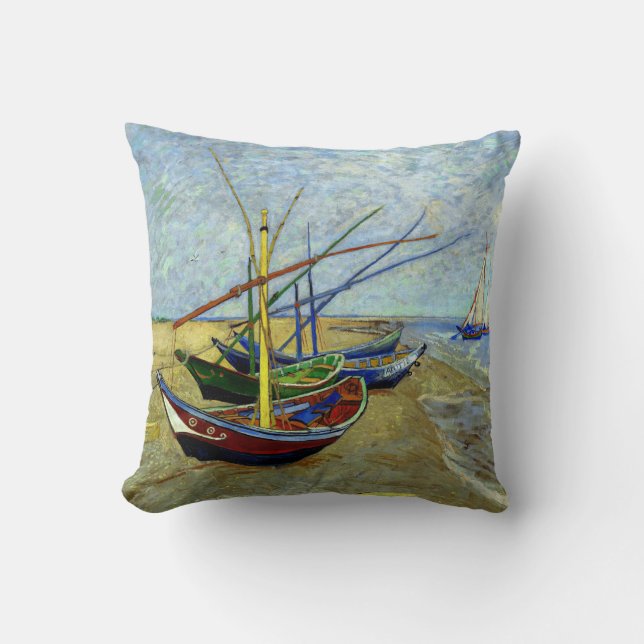 Coussin Bateaux de pêche sur la plage Vincent Van Gogh Cus (Recto)