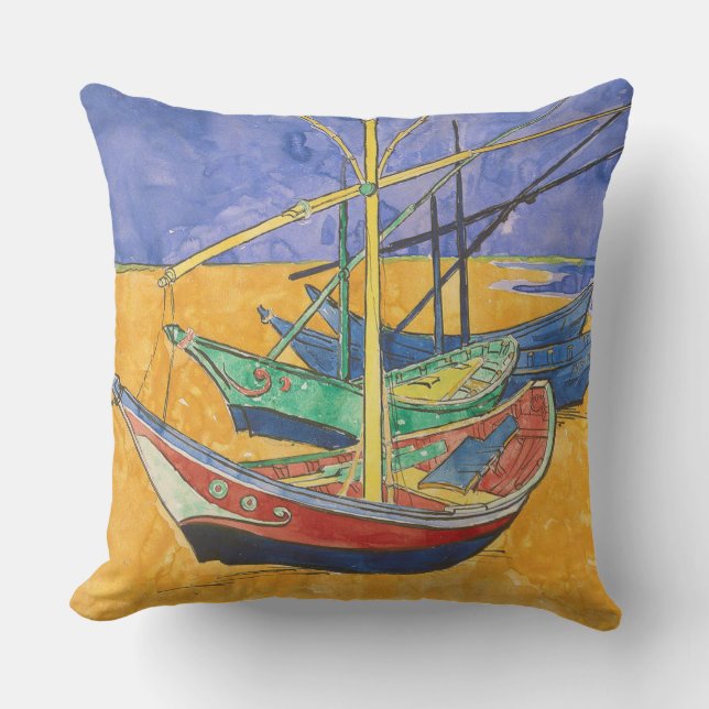 Coussin Bateaux de Van Gogh Impressionnisme Plage (Recto)
