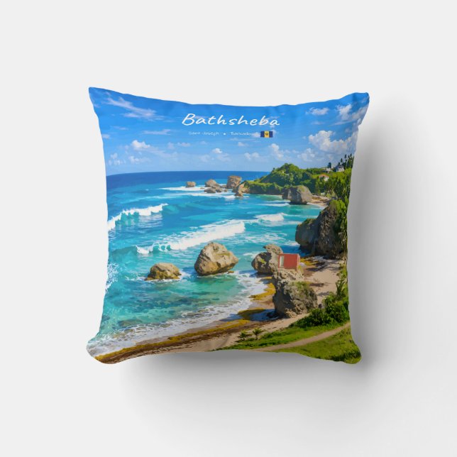 Coussin Bathsheba, Barbade - Côte de plage tropicale (Recto)