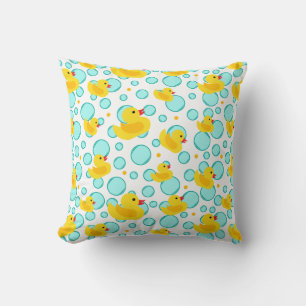 Coussin Bathtime Cute Jaune Canards en Caoutchouc Bubbles