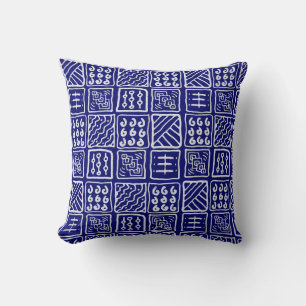 Coussin Batik Bleu Abstrait