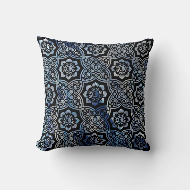 Coussin Batik indien - Bleu (Recto)