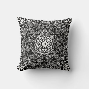 Coussin Batik moderne Géométrique Noir+Blanc