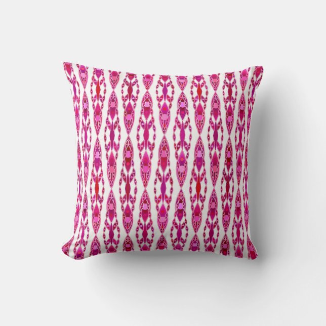 Coussin Batik Tribal - Bourgogne et Rose Fuchsia (Recto)