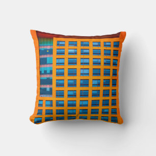 Coussin Bâtiment bleu et orange