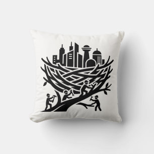 Coussin Bâtisseur de nid de ville construisant un nouveau