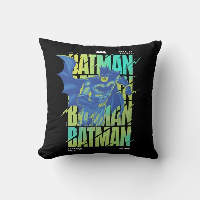 Coussin Batman Électrique Qui Traverse La Typographie (Recto)