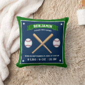 Coussin Bâtons de baseball verts et bleus et statistiques  (Couverture)