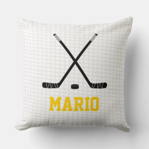 Coussin Bâtons de hockey sur glace Filet Puck NOM Équipe d