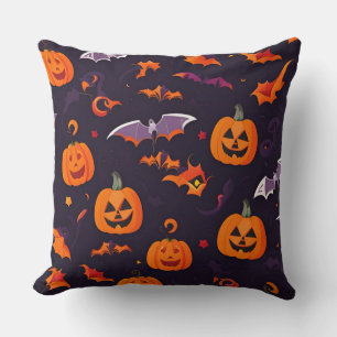Coussin Bats Citrouille Et Bats