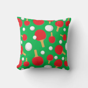 Coussin Bats et balles de tennis de table Motif sur vert