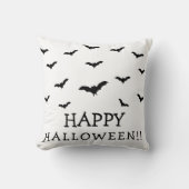 Coussin Bats noirs et blanc mignon Halloween chic (Recto)