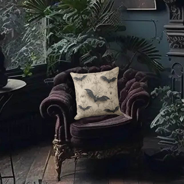 Coussin Bats & Toiles d'Araignée Gothiques (Créateur téléchargé)
