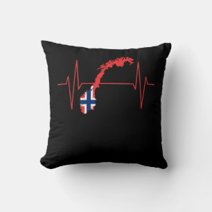 Coussin Battement de cœur du drapeau norvégien