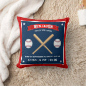 Coussin Battes et balles de baseball rouges et bleus Stats (Couverture)