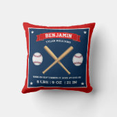 Coussin Battes et balles de baseball rouges et bleus Stats (Verso)