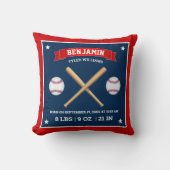 Coussin Battes et balles de baseball rouges et bleus Stats (Recto)