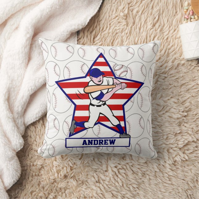 Coussin Batteur de baseball des étoiles et des rayures per (Couverture)