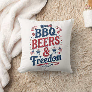 Coussin BBQ, Bières et Liberté – Rétro 4 juillet Vibes