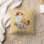 Coussin "Be Kind" Inspirational Kitten Design Floral (Couverture)