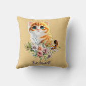 Coussin "Be Kind" Inspirational Kitten Design Floral (Verso)