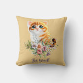 Coussin "Be Kind" Inspirational Kitten Design Floral (Recto)
