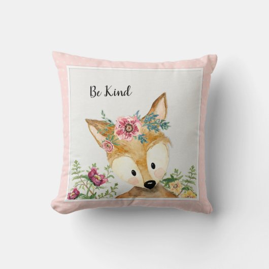 Coussin Be Kind Little Deer Aquarelle Bois Animal Art (Recto)