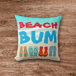 Coussin Beach Bum Beach Sand Bright Aqua Waves