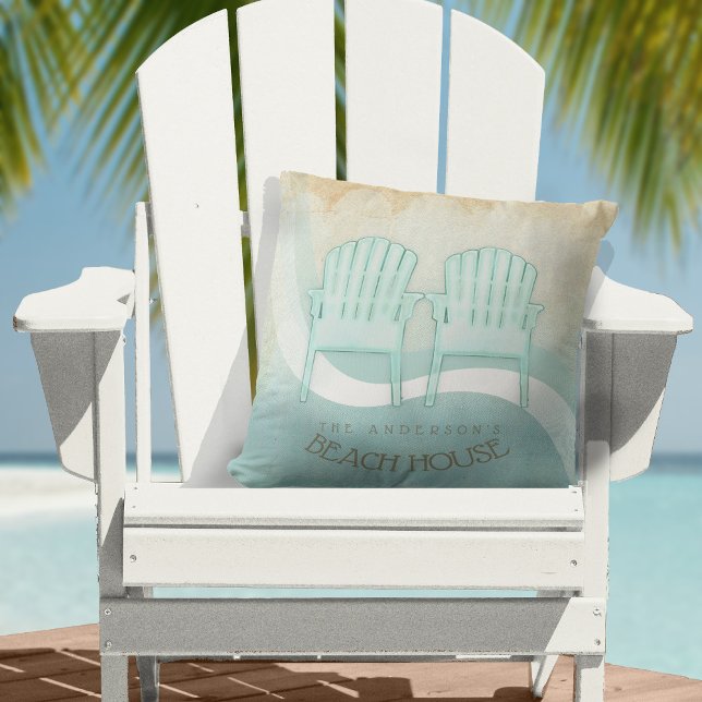 Coussin Beach House Adirondack Chaises Aqua Blue ID623 (Créateur téléchargé)