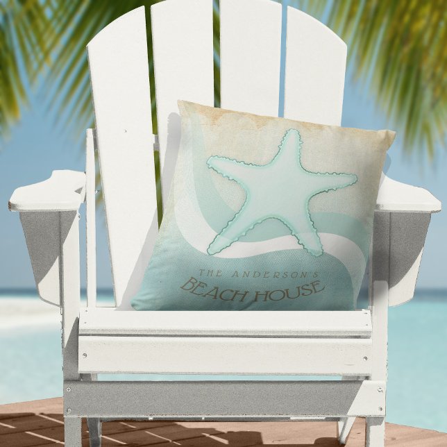 Coussin Beach House Nautical Starfish Aqua Blue ID623 (Créateur téléchargé)